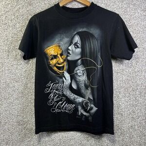 DGA Shirt Mens Small Black‎ Tears Of A Clown Graphic Tattoo Gothic T-Shirt